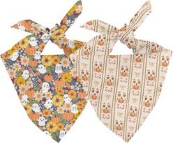 Dog Bandana Co. Fall Crochet Tie On Reversible Dog Bandana, Orange, Small