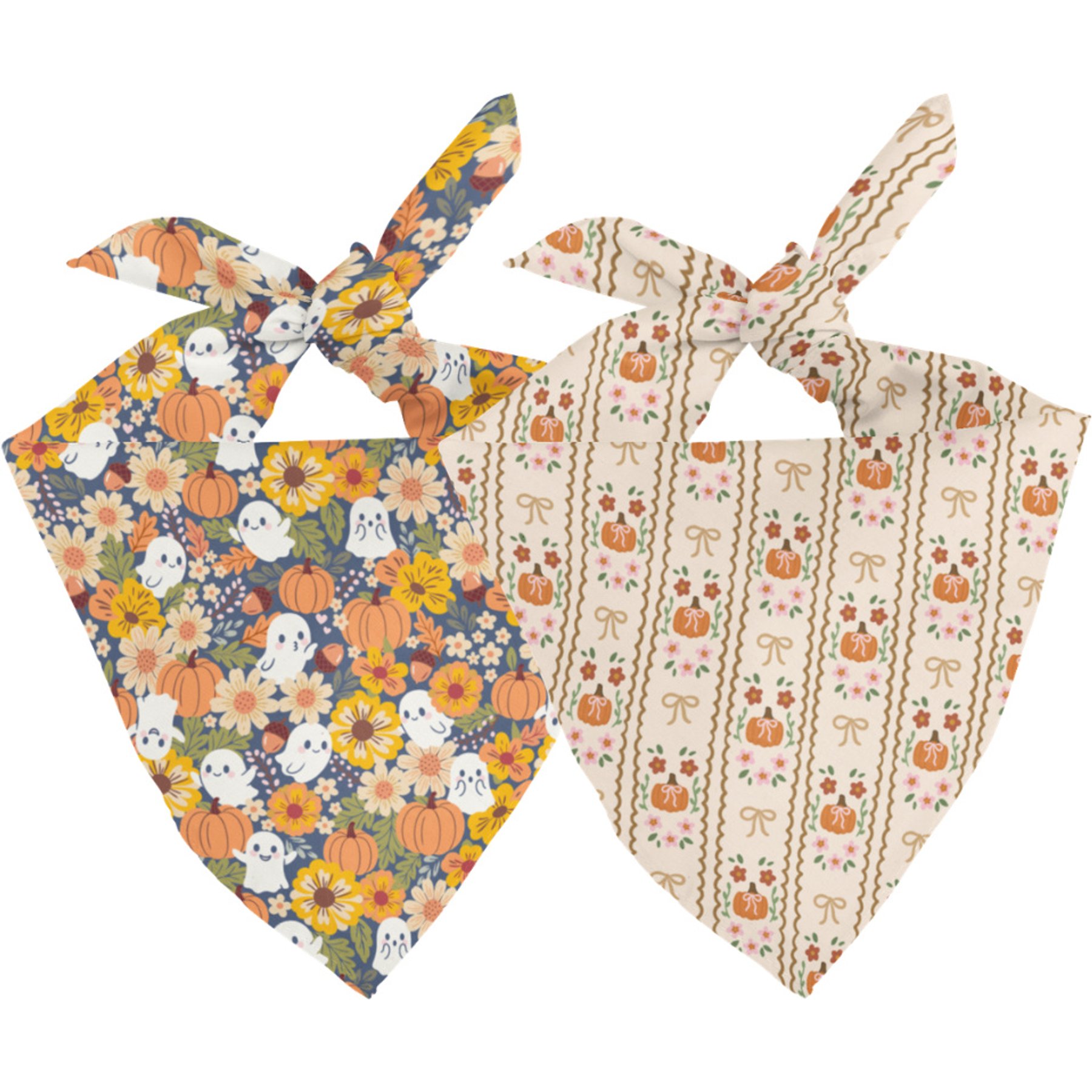 Dog Bandana Co. Fall Crochet Tie On Reversible Dog Bandana, Orange, Small