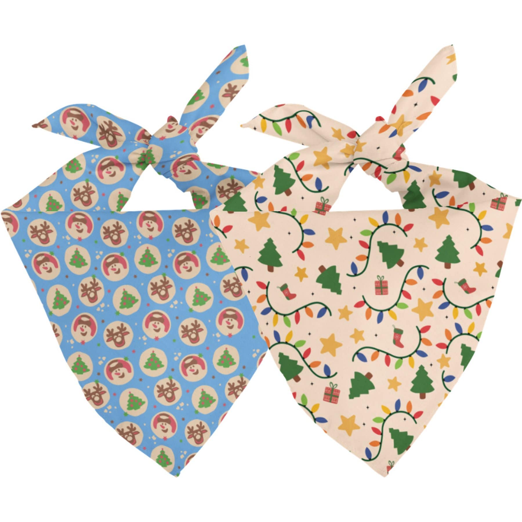 Dog Bandana Co. Holiday Cookie Tie On Reversible Dog Bandana, Blue, Small