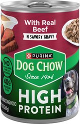 Dog Chow High Protein Beef in Savory Gravy Canned Dog Food, 13-oz, case of 12