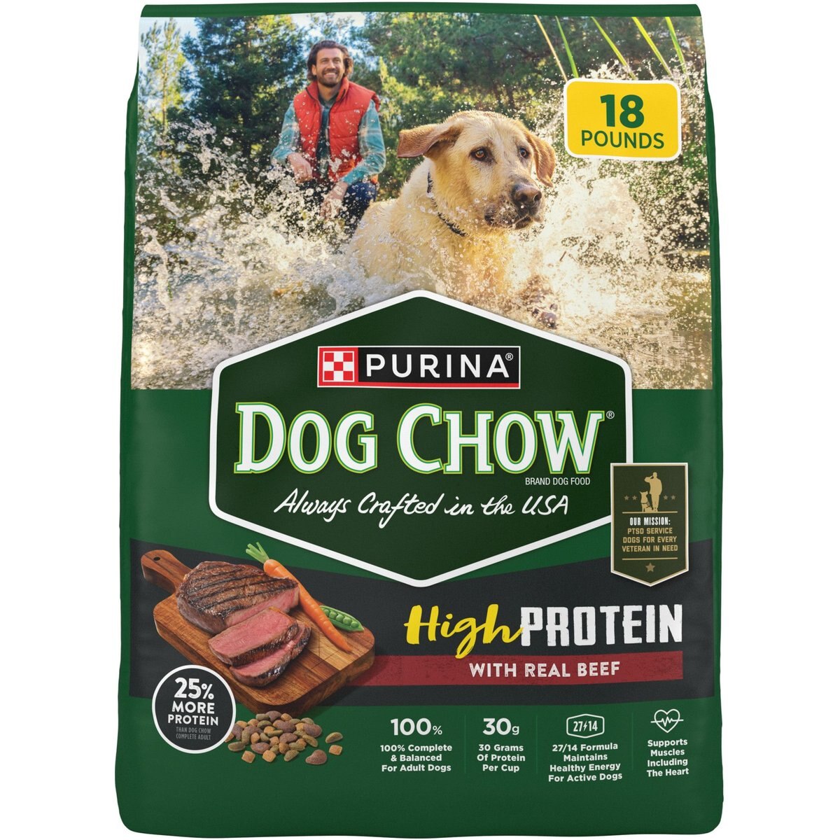 Dog Chow High Protein Real Beef Recipe Dry Dog Food, 18-lb bag