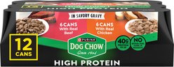 Dog Chow High Protein Variety Pack Chicken & Beef in Savory Gravy Canned Dog Food, 13-oz can, case of 12