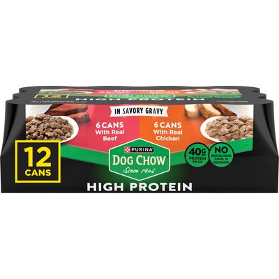 Dog Chow Dog Chow High Protein Variety Pack Chicken & Beef in Savory Gravy Canned Dog Food, 13-oz can, case of 12