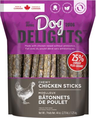 DOG DELIGHTS Chewy Chicken Sticks High-Protein Dog Treats, 44-oz