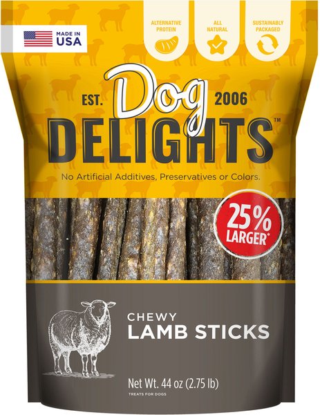 Dog Delights Chewy Lamb Sticks High-Protein Dog Treats, 44-oz bag