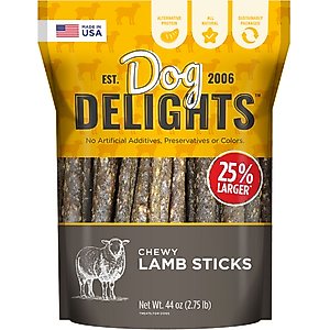 Dog Delights Chewy Lamb Sticks High-Protein Dog Treats, 44-oz bag