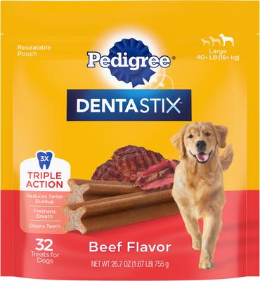 Show full view: Dog Food & Treats Starter Pack - Pedigree Steak & Vegetable Dry Food, Beef & Chicken Canned Food, Beef Dental Treats slide 8 of 9