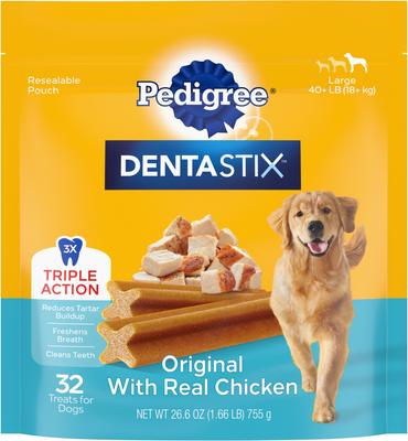 Show full view: Dog Food & Treats Starter Pack - Pedigree Steak & Vegetable Dry Food, Beef & Chicken Canned Food, Chicken Dental Treats slide 8 of 9