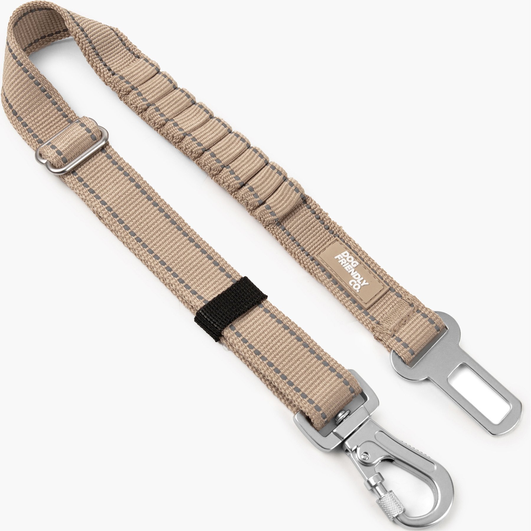 Dog Friendly Co. Adjustable Anti-Shock Bungee Dog Seat Belt, Premium Brown