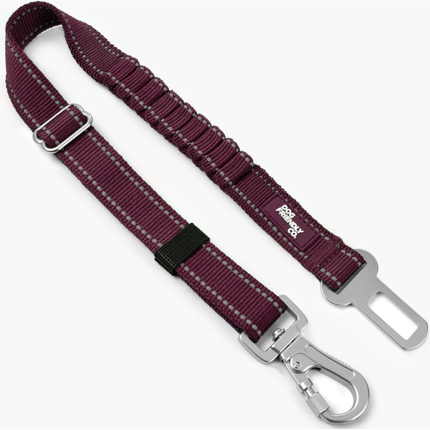 Dog Friendly Co. Adjustable Anti-Shock Bungee Dog Seat Belt, Premium Burgundy