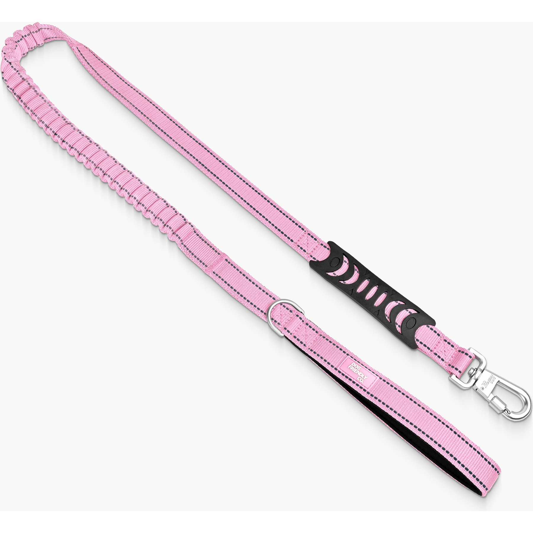 Dog Friendly Co. Bungee Strain Free & Shock Resistant for Control Dog Leash, Pink, Small