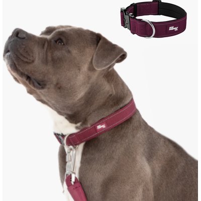 Dog Friendly Co. Dog Friendly Co. Comfortable & Secure with Quick Release Clip Buckle Reflective Tactical Dog Collar, Premium Burgundy, Large/X-Large