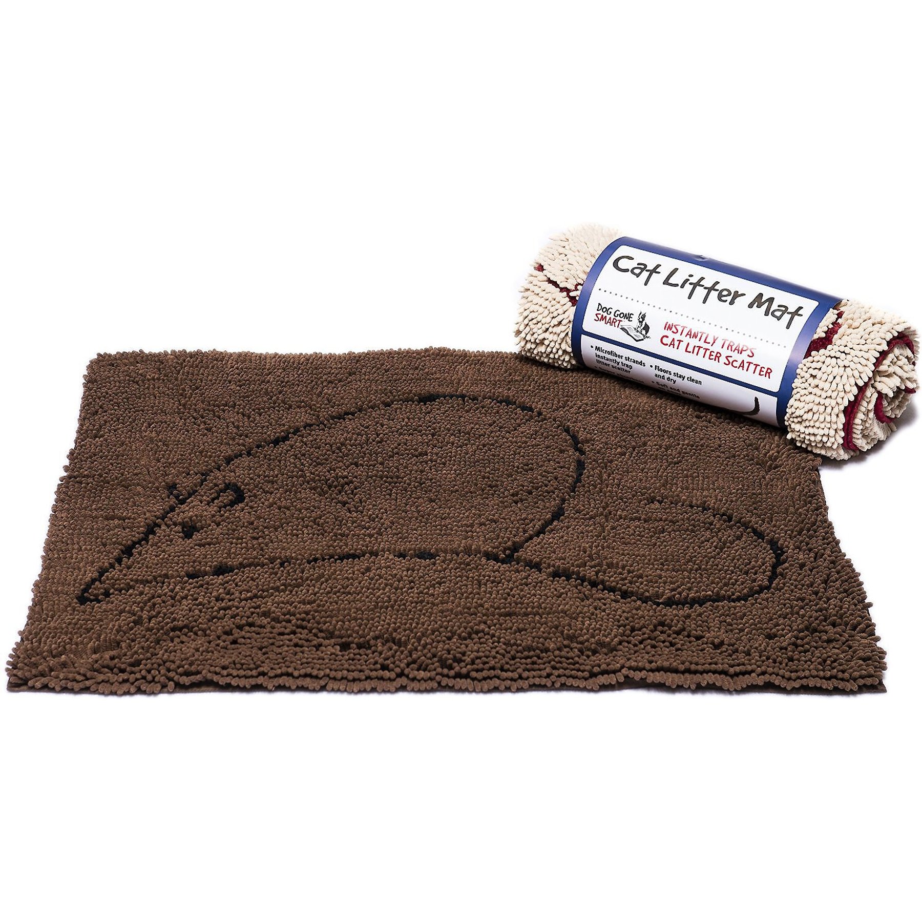 Dog Gone Smart Super Absorbent Non-Slip Microfiber Cat Litter Mat, Brown