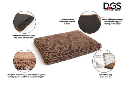 Show full view: Dog Gone Smart Ultra-Absorbent Microfiber Crate & Travel Dirty Dog Cushion Pad, Brown, Medium slide 4 of 9