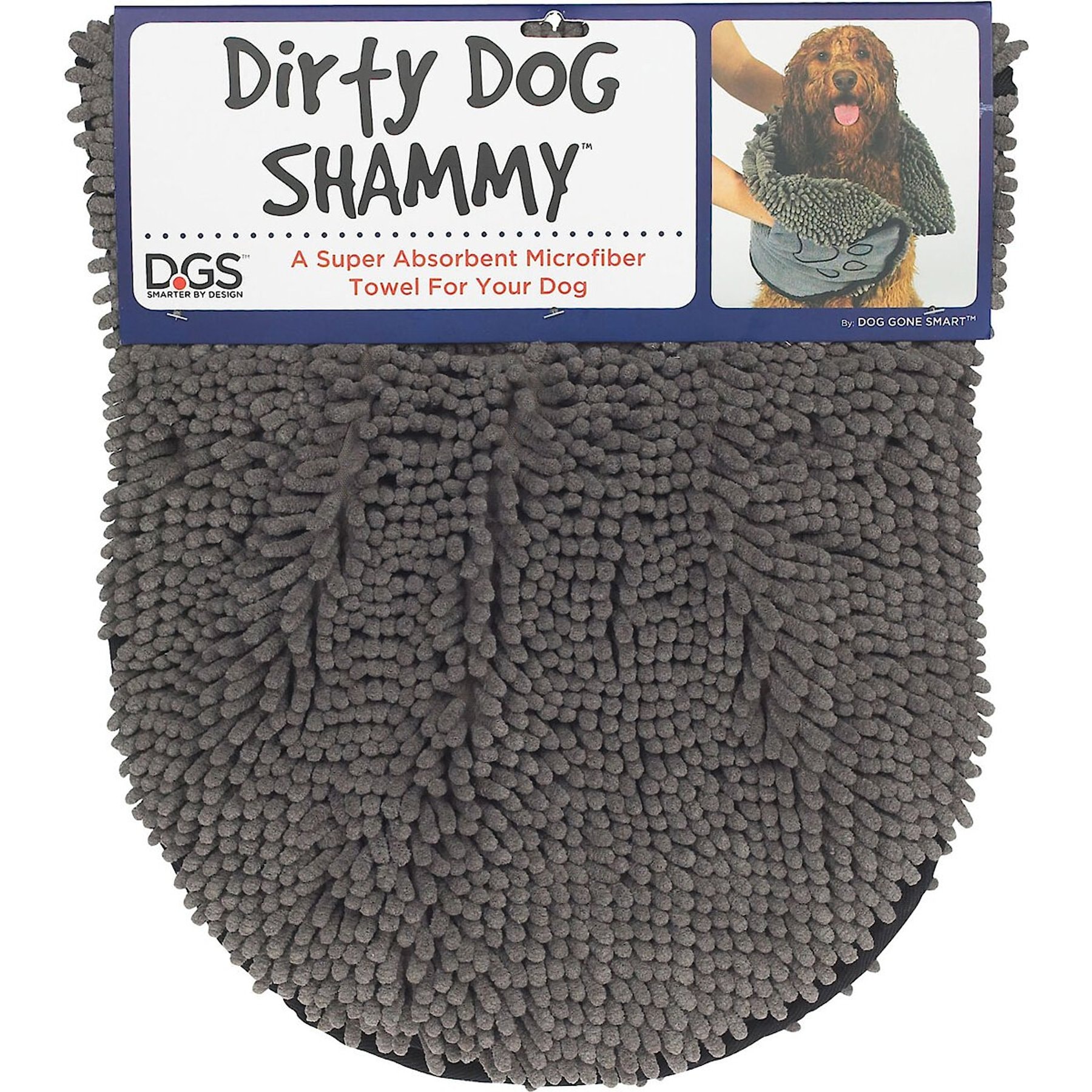 Dog Gone Smart Dirty Dog microfiber shammy towel in grey, 31 by 13 inches