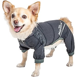 Dog Helios Namastail Lightweight 4-Way Stretch Performance Yoga Dog & Cat Hoodie Tracksuit, Charcoal Black, Large