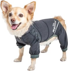 Dog Helios Namastail Lightweight 4-Way Stretch Performance Yoga Dog & Cat Hoodie Tracksuit, Charcoal Black, Small