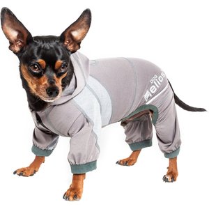 Dog Helios Namastail Lightweight 4-Way Stretch Performance Yoga Dog & Cat Hoodie Tracksuit, Grey, Medium