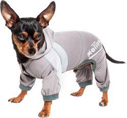 Dog Helios Namastail Lightweight 4-Way Stretch Performance Yoga Dog & Cat Hoodie Tracksuit, Grey, X-Large
