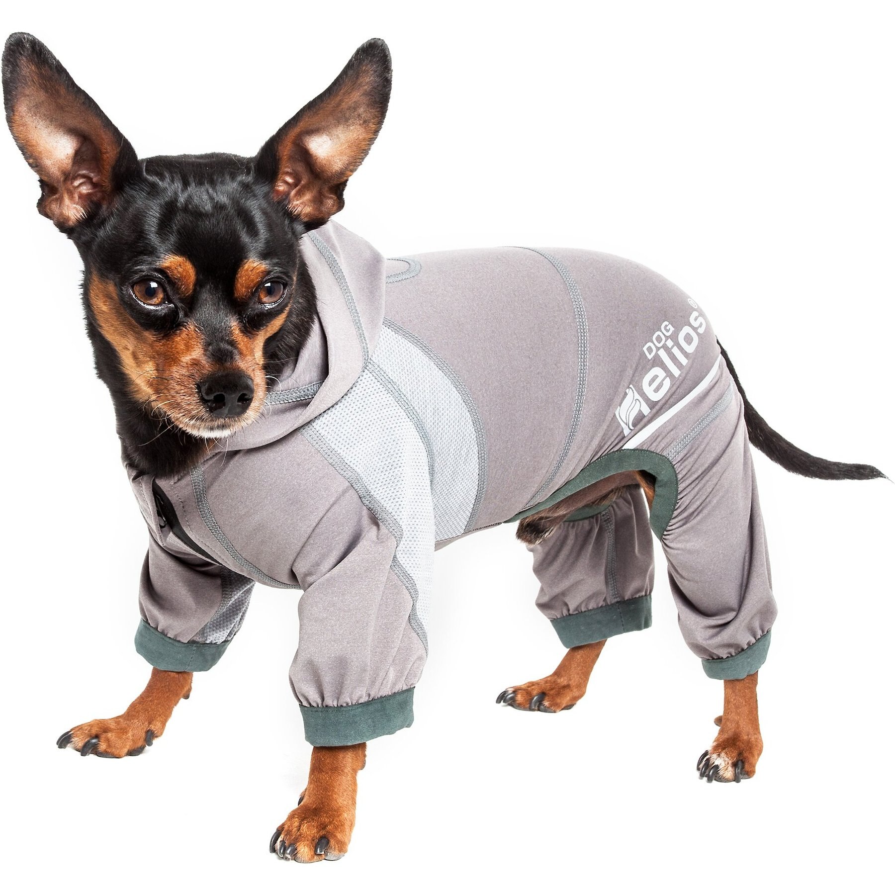 Dog Helios Namastail Lightweight 4-Way Stretch Performance Yoga Dog & Cat Hoodie Tracksuit, Grey, X-Small