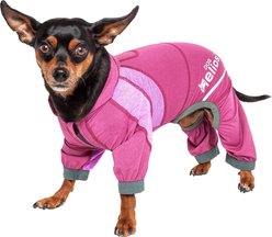 Dog Helios Namastail Lightweight 4-Way Stretch Performance Yoga Dog & Cat Hoodie Tracksuit, Pink, X-Small