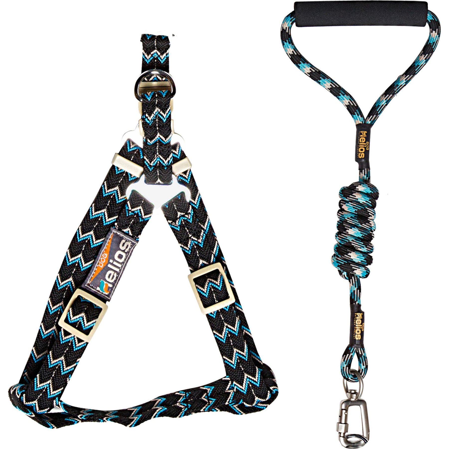 Dog Helios Surfside Adjustable Dog Harness & Leash, Black, Large: 30-in chest