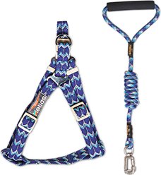 Dog Helios Surfside Adjustable Dog Harness & Leash, Blue, Large: 30-in chest