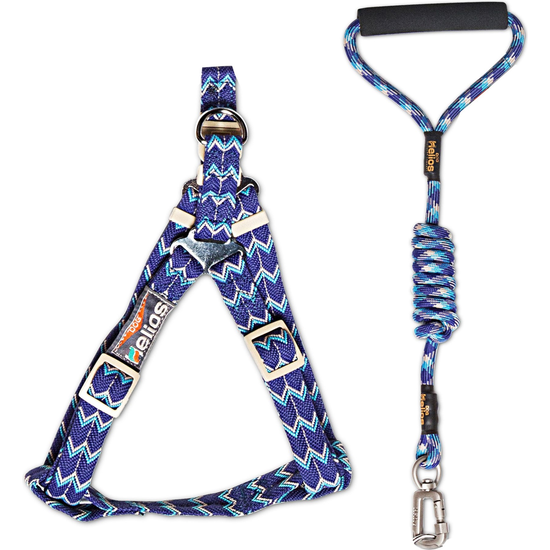 Dog Helios Surfside Adjustable Dog Harness & Leash, Blue, Large: 30-in chest