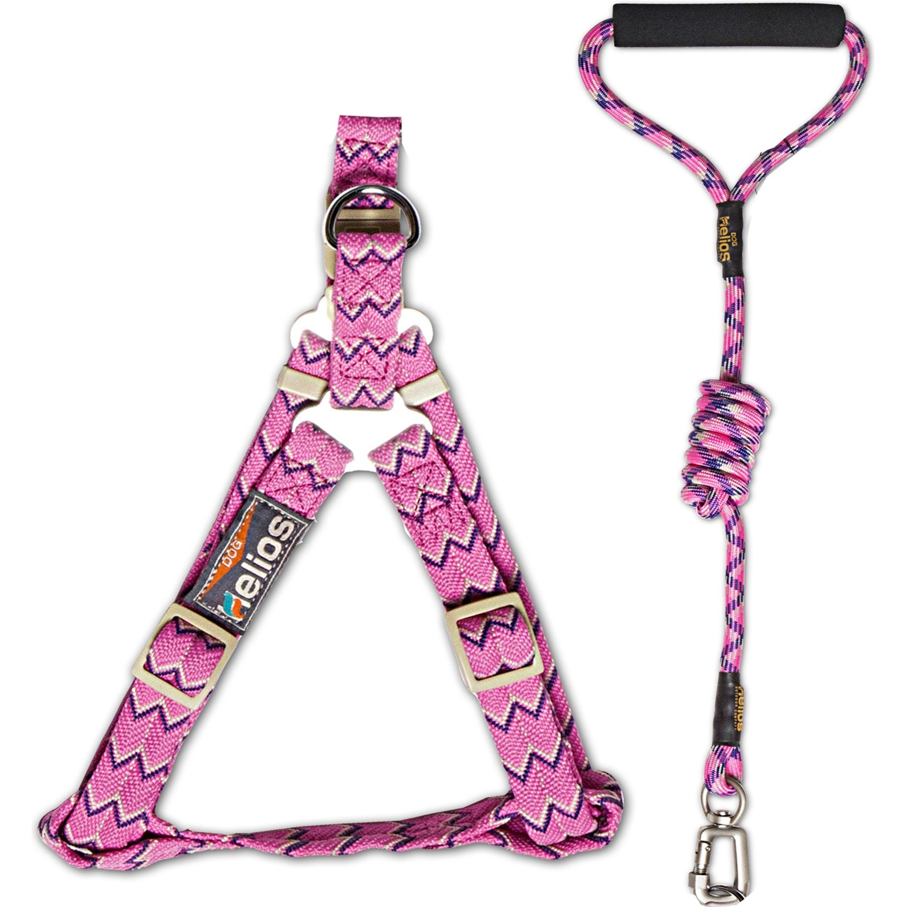 Dog Helios Surfside Adjustable Dog Harness & Leash, Pink, Small: 19-in chest