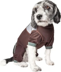 Dog Helios Tail Runner Lightweight 4-Way Stretch Performance Dog Tracksuit, Brown & Grey, Large