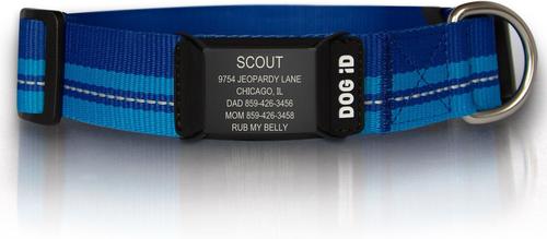 Show full view: DOG iD The Rock Solid Personalized ID Tag Dog Collar, Graphite, Blue, X-Large slide 1 of 9