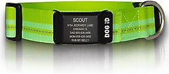 DOG iD The Rock Solid Personalized ID Tag Dog Collar, Graphite, Green, X-Large slide 1 of 8