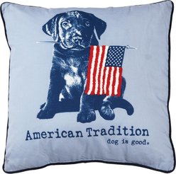 Dog is Good American Tradition Pillow, Blue, 20 x 20-in