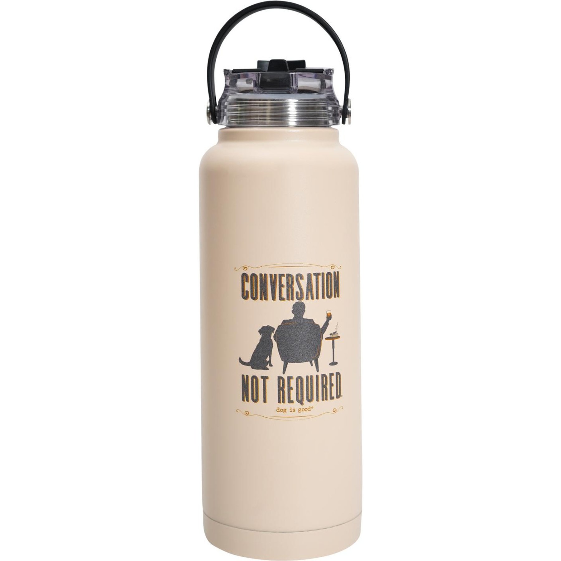 Dog is Good Conversation Not Required Vacuum Flask Thermos, Beige, 3.75 x 11.75-in