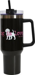Dog is Good Dog is Love Vacuum Mug Tumbler, Black, 4 x 11-in