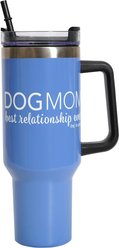 Dog is Good Dog Mom, Best Relationship Ever Vacuum Mug Tumbler, Blue, 4 x 11-in