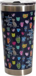 Dog is Good I Cannot Live Without My Coffee & My Dog Vacuum Tumbler, Black, 3.75 x 7.5-in