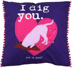 Dog is Good I Dig You Pillow, Purple, 20 x 20-in