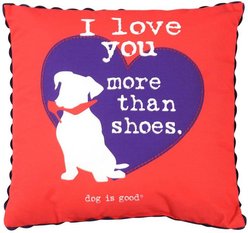 Dog is Good I Love You More Than Shoes Pillow, Red, 20 x 20-in