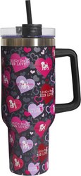Dog is Good Little Dog Big Love Vacuum Mug Tumbler, Black, 4 x 11-in
