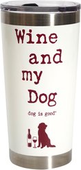 Dog is Good Wine & my Dog Vacuum Tumbler, Antique White, 3.75 x 7.5-in