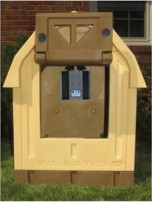 Show full view: Dog Palace Insulated Heated Dog House, Brown/Tan slide 4 of 7