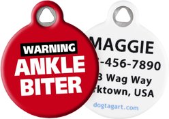 Dog Tag Art Ankle Biter Personalized Dog & Cat ID Tag, Small