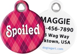 Dog Tag Art Argyle Spoiled Personalized Dog & Cat ID Tag, Small