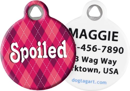 Show full view: Dog Tag Art Argyle Spoiled Personalized Dog & Cat ID Tag, Small slide 1 of 5