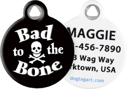 Show full view: Dog Tag Art Bad to the Bone Personalized Dog ID Tag, Large slide 1 of 5