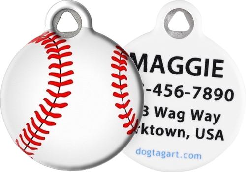 Show full view: Dog Tag Art Baseball Personalized Dog & Cat ID Tag, Large slide 1 of 5