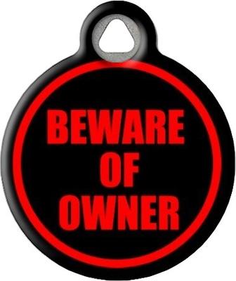 Show full view: Dog Tag Art Beware of Owner Personalized Dog & Cat ID Tag, Small slide 3 of 6