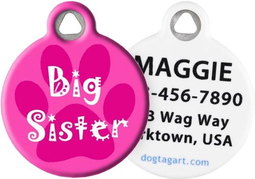 Show full view: Dog Tag Art Big Sister Personalized Dog & Cat ID Tag, Large slide 1 of 5