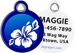 Dog Tag Art Blue Hibiscus Personalized Dog & Cat ID Tag, Large